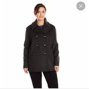 J.crew Classic Black Wool cashmere Blend Double breasted button texture pea coat